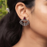 Oxidised Silver Stud Earrings Traditional and Trendy Design JH8531