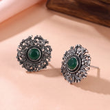 Oxidised Silver Stud Earrings Traditional and Trendy Design JH8532