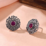 Oxidised Silver Stud Earrings Traditional and Trendy Design JH8532