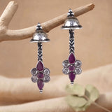 Oxidised Silver Stud Earrings Traditional and Trendy Design JH8533