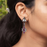 Oxidised Silver Stud Earrings Traditional and Trendy Design JH8533