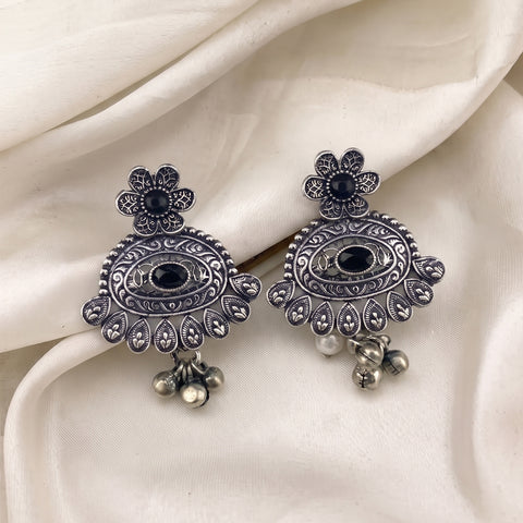 Oxidised Silver Stud Earrings Traditional and Trendy Design JH8534