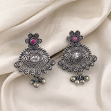 Oxidised Silver Stud Earrings Traditional and Trendy Design JH8534