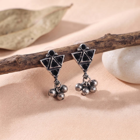 Oxidised Silver Stud Earrings Traditional and Trendy Design JH8535