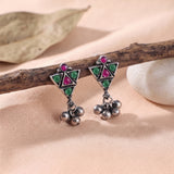Oxidised Silver Stud Earrings Traditional and Trendy Design JH8535
