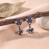 Oxidised Silver Stud Earrings Traditional and Trendy Design JH8535