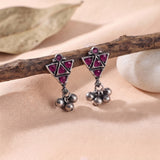Oxidised Silver Stud Earrings Traditional and Trendy Design JH8535