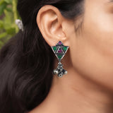 Oxidised Silver Stud Earrings Traditional and Trendy Design JH8535