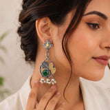 Oxidised Black Metal Earrings Traditional and Trendy Design JH8583