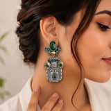 Oxidised Black Metal Earrings Traditional and Trendy Design JH8587