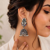 Oxidised Black Metal Earrings Traditional and Trendy Design JH8588