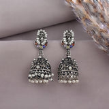 Oxidised Black Metal Earrings Traditional and Trendy Design JH8588