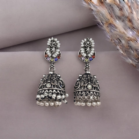 Oxidised Black Metal Earrings Traditional and Trendy Design JH8588