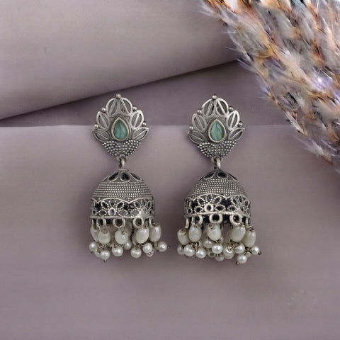 Oxidised Black Metal Earrings Traditional and Trendy Design JH8589