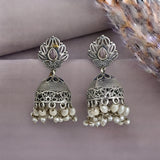 Oxidised Black Metal Earrings Traditional and Trendy Design JH8589