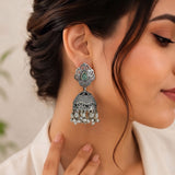 Oxidised Black Metal Earrings Traditional and Trendy Design JH8589