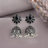 Oxidised Black Metal Earrings Traditional and Trendy Design JH8590