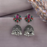 Oxidised Black Metal Earrings Traditional and Trendy Design JH8590