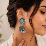 Oxidised Black Metal Earrings Traditional and Trendy Design JH8590