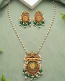 Traditional Antique Gold Finish  South Indian Temple Long Necklace Haram JH8592