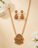 Traditional Antique Gold Finish  South Indian Temple Long Necklace Haram JH8593