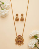 Traditional Antique Gold Finish  South Indian Temple Long Necklace Haram JH8599