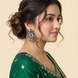 Oxidised Black Metal Earrings Traditional and Trendy Design JH8602