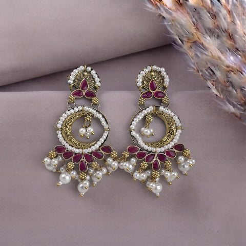 Oxidised Black Metal Earrings Traditional and Trendy Design JH8604