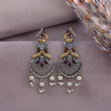 Oxidised Black Metal Earrings Traditional and Trendy Design JH8605