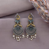 Oxidised Black Metal Earrings Traditional and Trendy Design JH8605