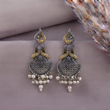 Oxidised Black Metal Earrings Traditional and Trendy Design JH8605
