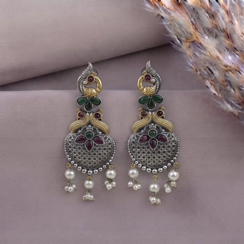 Oxidised Black Metal Earrings Traditional and Trendy Design JH8605