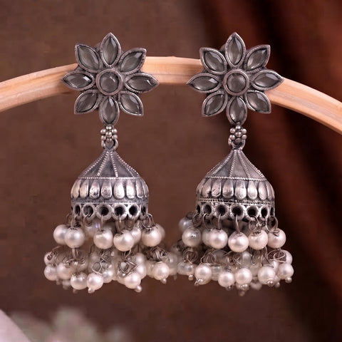 Oxidised Black Metal Earrings Traditional and Trendy Design JH8606