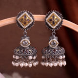 Oxidised Black Metal Earrings Traditional and Trendy Design JH8607