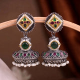 Oxidised Black Metal Earrings Traditional and Trendy Design JH8607