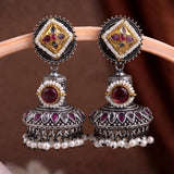 Oxidised Black Metal Earrings Traditional and Trendy Design JH8607