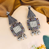 Oxidised Black Metal Earrings Traditional and Trendy Design JH8610