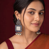 Oxidised Black Metal Earrings Traditional and Trendy Design JH8610