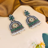 Oxidised Black Metal Earrings Traditional and Trendy Design JH8611