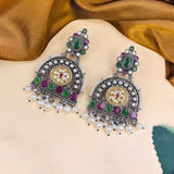 Oxidised Black Metal Earrings Traditional and Trendy Design JH8611