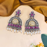 Oxidised Black Metal Earrings Traditional and Trendy Design JH8611