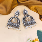 Oxidised Black Metal Earrings Traditional and Trendy Design JH8611