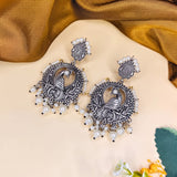 Oxidised Black Metal Earrings Traditional and Trendy Design JH8612