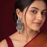 Oxidised Black Metal Earrings Traditional and Trendy Design JH8613