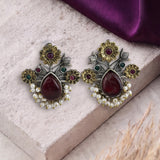 Oxidised Black Metal Earrings Traditional and Trendy Design JH8616