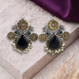 Oxidised Black Metal Earrings Traditional and Trendy Design JH8616