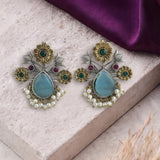 Oxidised Black Metal Earrings Traditional and Trendy Design JH8616