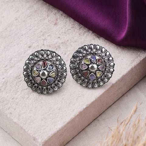 Oxidised Black Metal  Ear Stud Traditional and Trendy Design JH8623
