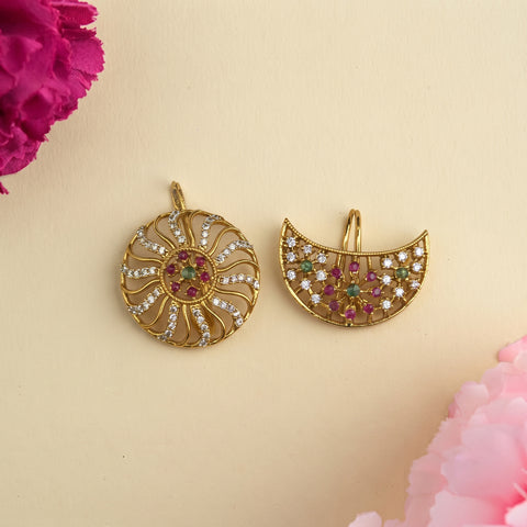 Traditional Gold Plated Surya Chandra Hair Pins JH8655