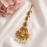 Antique Gold Temple Maang Tikka with Pearl Drops  JH8673